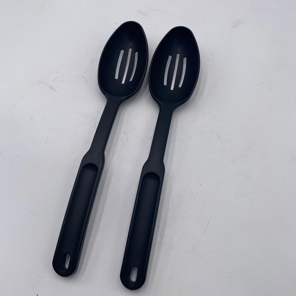 The Pampered Chef Slotted Spoon Lot of 2 Black Nylon Heat Resistant Kitchen Tool